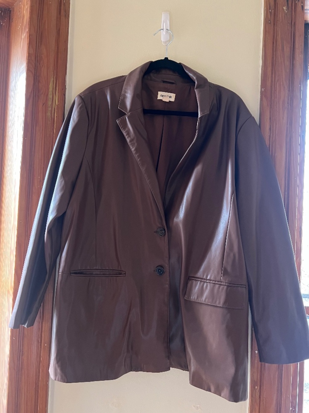 Oversized vegan leather blazer